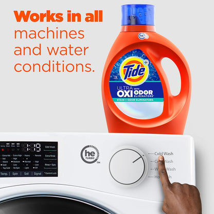 Tide Ultra OXI with Odor Eliminators Liquid Laundry Detergent, For Visible and Invisible Dirt, 84 fl oz, 59 Loads