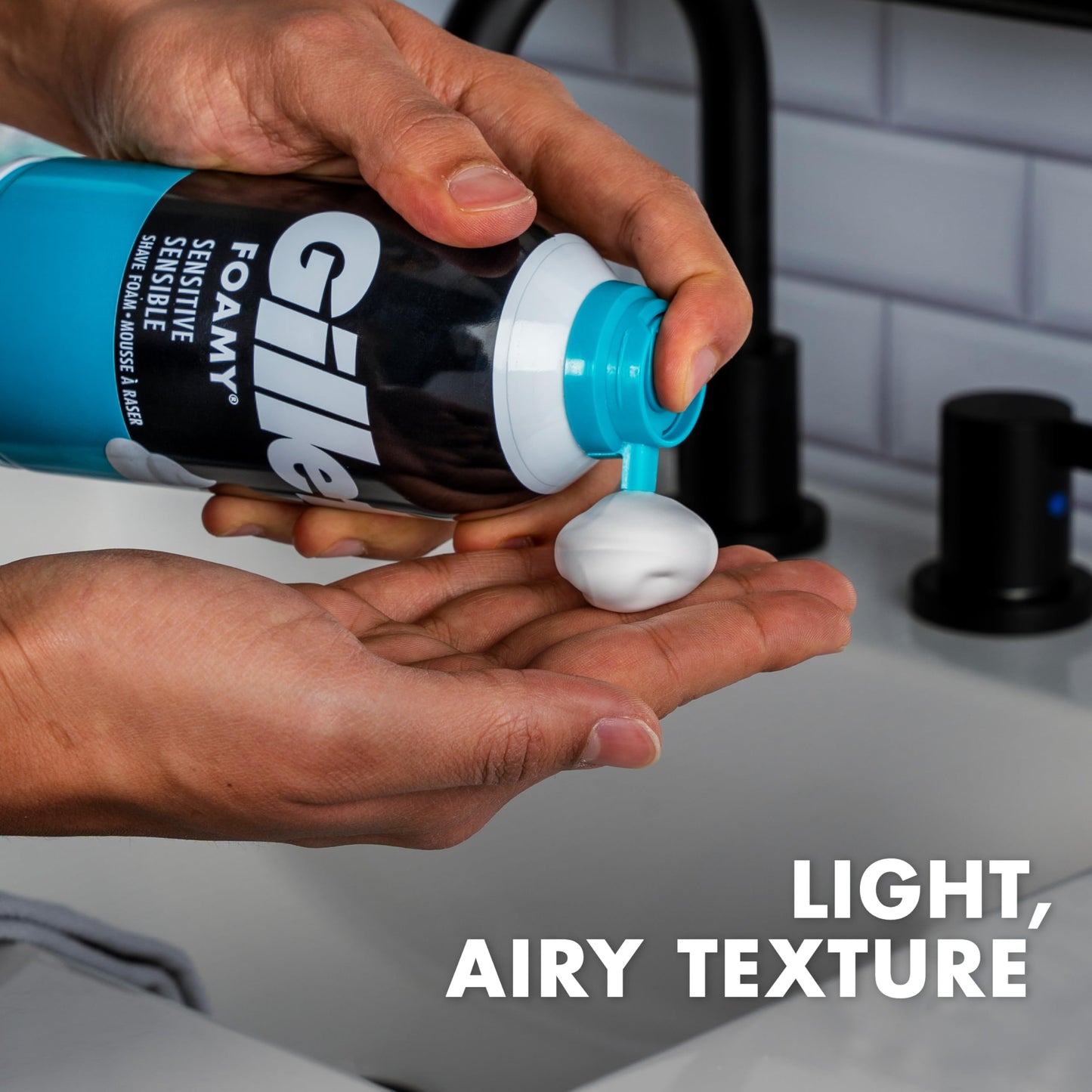 Gillette Foamy Sensitive Shave Foam for Men, Protection Against Shaving Irritation, Quick and Smooth Shave, sensitive skin, shaving cream, 14.9oz