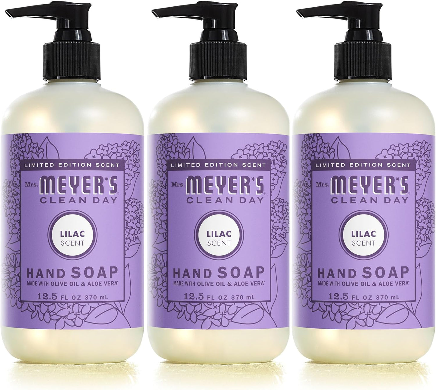 MRS. MEYER'S CLEAN DAY Liquid Hand Soap, Lilac Scent, 12.5 Ounce Bottle (Pack of 3)