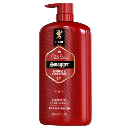 Old Spice Swagger 2-in-1 Shampoo and Conditioner Set for Men, Cedarwood Lime Scent, Get Up To 80% Fuller-Looking Hair, Barbershop Quality, 29.2 Fl Oz Each, 2 Pack