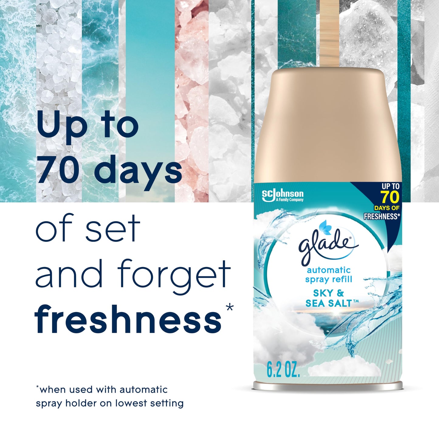 Glade Automatic Spray Refill, Air Freshener for Home and Bathroom, Sky & Sea Salt, 6.2 Oz, 2 Count