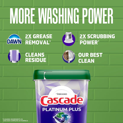 Cascade Platinum Plus Dishwasher Pods, Dishwasher Detergent, Dish Detergent Soap, Fresh, 57 Count