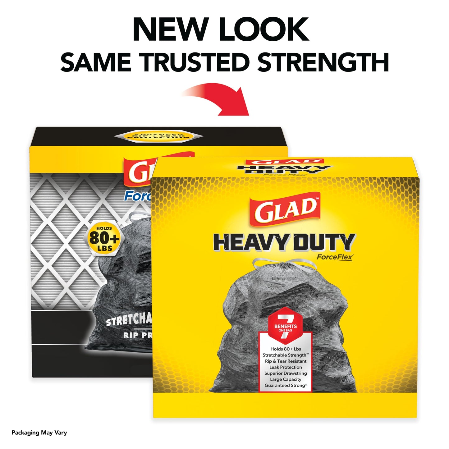 Glad Large Drawstring Trash Bags, ForceFlex 30 Gallon Black Trash Bags, 50 Count (Package May Vary)