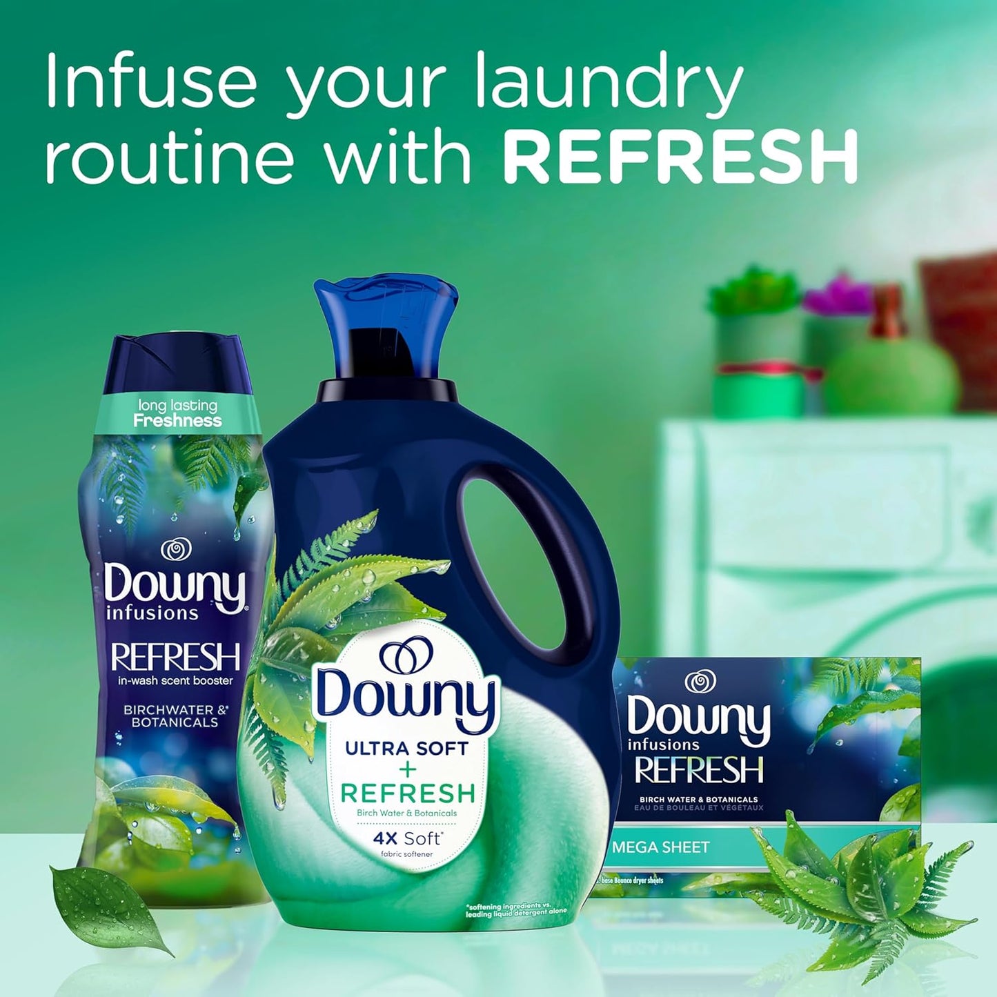 Downy Ultra Soft Fabric Softener Liquid, Refresh, Birch Water and Botanicals, 56 fl oz, 83 Loads