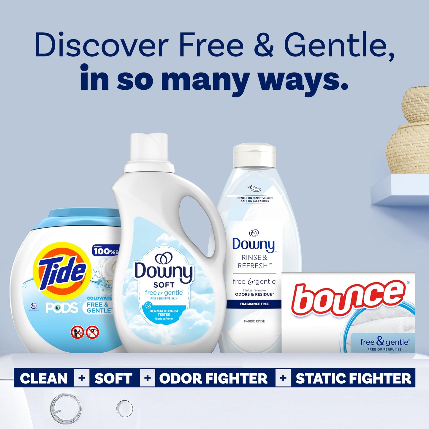 Downy Free & Gentle Fabric Softener (Fabric Conditioner), 111 fl oz, 150 Loads, Hypoallergenic