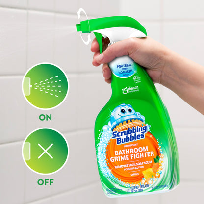 Scrubbing Bubbles Bathroom and Shower Cleaner Disinfectant Spray, Bathroom Grime Fighter, Citrus Scent, 32oz