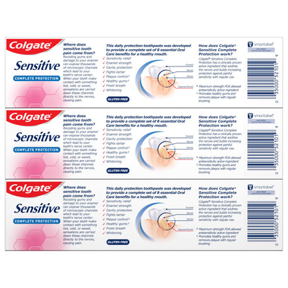 Colgate Sensitive Toothpaste, Complete Protection, Mint - 6 Ounce (Pack of 3)