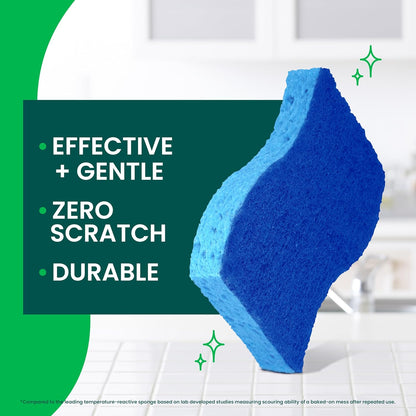 Scotch-Brite Zero Scratch Scrub Sponge, 9 Kitchen Sponges for Cleaning Around the Home, Bathroom & More, Effective + Gentle Dish Scrubber, Best for Nonstick Pots and Pans, Safe on Most Surfaces