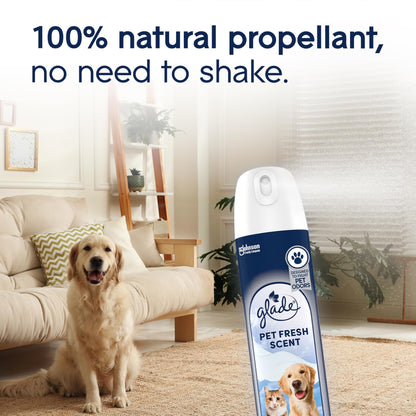 Glade Air Freshener Room Spray, Pet Fresh Scent, Odor Fighting to Deliver Long Lasting Freshness, 8 Oz, 6 Count