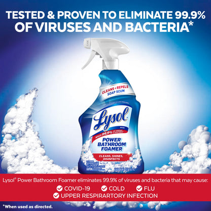 Lysol Power Foaming Cleaning Spray for Bathrooms, Foam Cleaner for Bathrooms, Showers, Tubs, 32oz