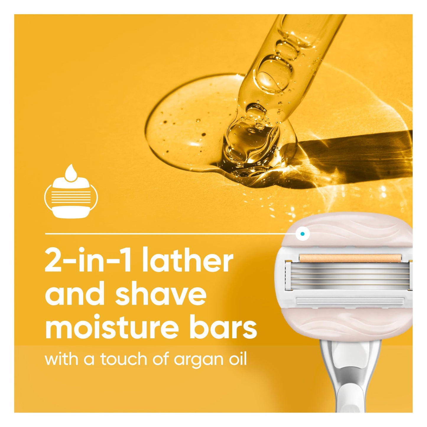Venus MoistureGlide Women's Razor Blades, With Built-in Shave Gel Bars, 6 Razor Blade Refills