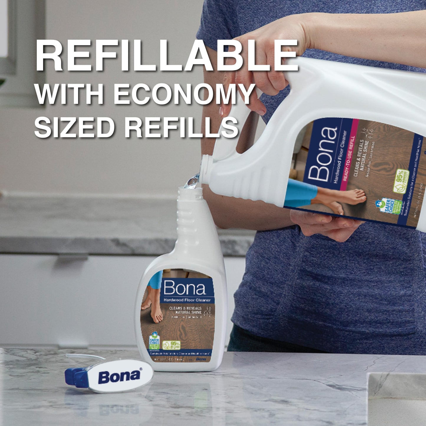 Bona Hardwood Floor Cleaner Spray - 32 fl oz - Unscented - Residue-Free Household Floor Cleaning Solution for Wood Floors