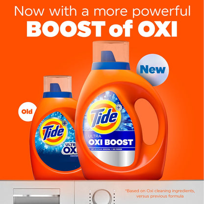 Tide Ultra Oxi Boost Liquid Laundry Detergent, 92 fl oz, 65 Loads, Advanced Stain Remover, Laundry Detergent Liquid with Extra Oxi Power