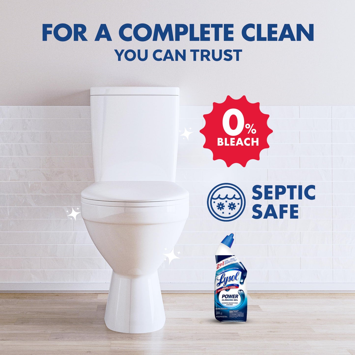 Lysol Power Toilet Bowl Cleaner Gel, For Cleaning and Disinfecting, Stain Removal, 24 Fl oz (2-pack),Packaging may vary