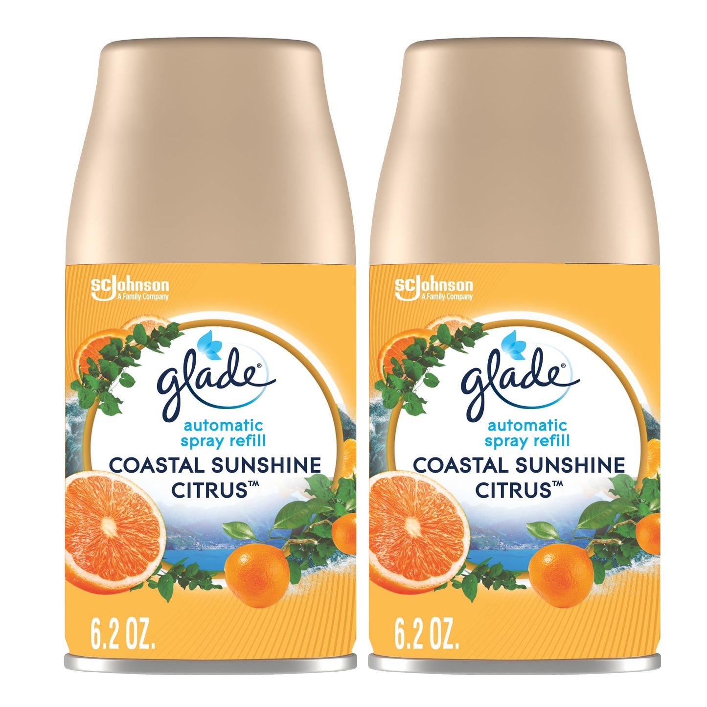 Glade Automatic Spray Refills, Air Freshener, Coastal Sunshine Citrus, 6.2 oz, 2 Count