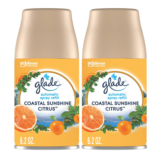 Glade Automatic Spray Refills, Air Freshener, Coastal Sunshine Citrus, 6.2 oz, 2 Count