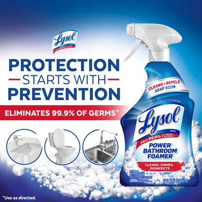 Lysol Power Foaming Cleaning Spray for Bathrooms, Foam Cleaner for Bathrooms, Showers, Tubs, 32oz