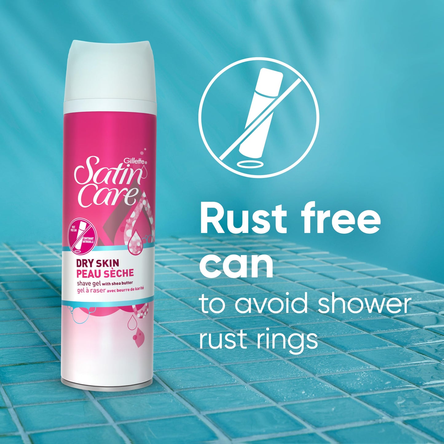 Gillette Venus Satin Care Dry Skin Shave Gel for Women, 6 Count, 7oz Each, Infused with Shea Butter for a Comfortable Shave