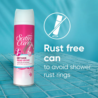 Gillette Venus Satin Care Dry Skin Shave Gel for Women, 6 Count, 7oz Each, Infused with Shea Butter for a Comfortable Shave