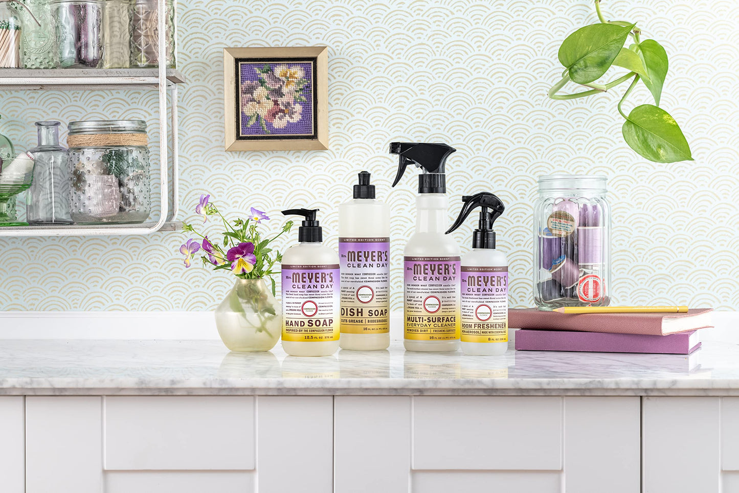 MRS. MEYER'S CLEAN DAY Liquid Dish Soap, Biodegradable Formula, Compassion Flower, 16 fl. oz - Pack of 3