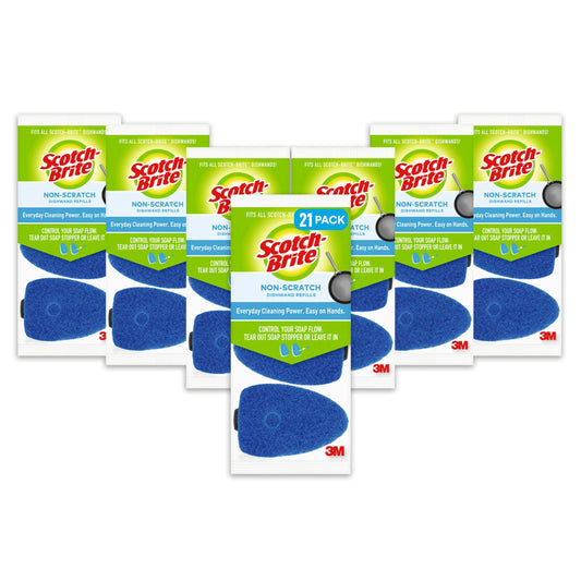 Scotch-Brite Non-Scratch Dishwand Refills, Fits All Scotch-Brite Dishwands, 3 Count (Pack of 7), 21 Refills