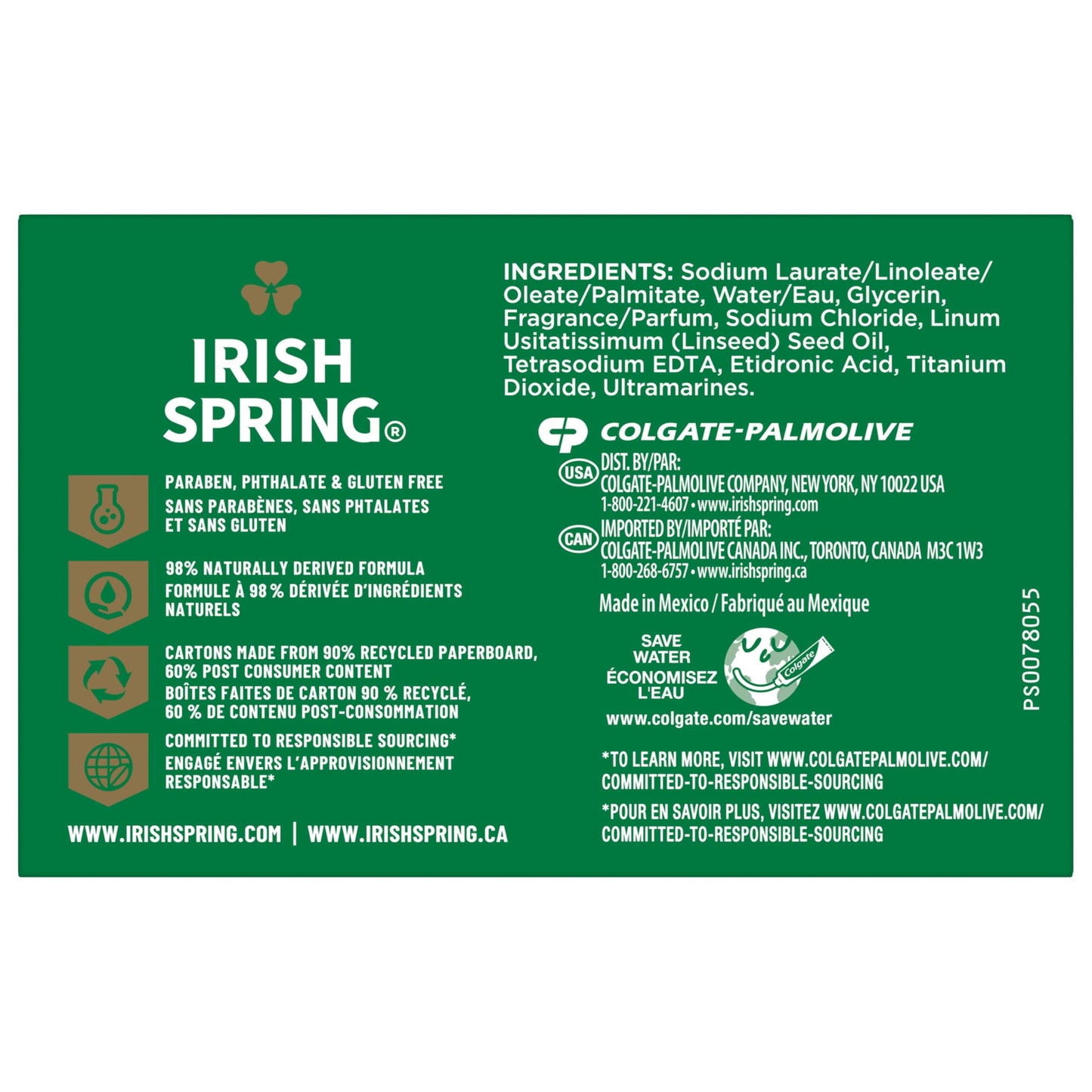 Irish Spring Icy Blast Bar Soap for Men, Mens Soap, Smell Fresh and Clean 12 Hours, Men Bars Washing Hands Body, Mild Skin, Recyclable Carton, 24 Pack, 3.7 Oz