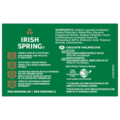 Irish Spring Icy Blast Bar Soap for Men, Mens Soap, Smell Fresh and Clean 12 Hours, Men Bars Washing Hands Body, Mild Skin, Recyclable Carton, 24 Pack, 3.7 Oz
