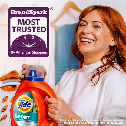 Tide Plus Febreze Sport Odor Defense HE Turbo Clean Liquid Laundry Detergent, 84 fl oz, 54 loads