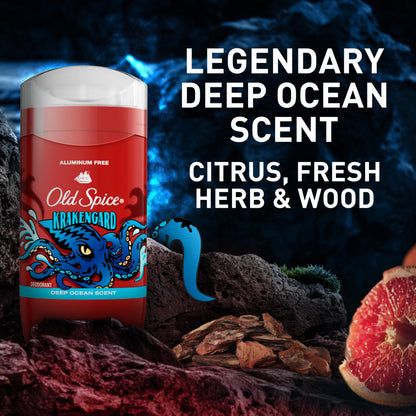 Old Spice Aluminum Free Deodorant for Men, 24/7 Odor Protection, 24/7 Freshness & Lasting Scent, Krakengard Scent, 3.0 oz (Pack of 3)