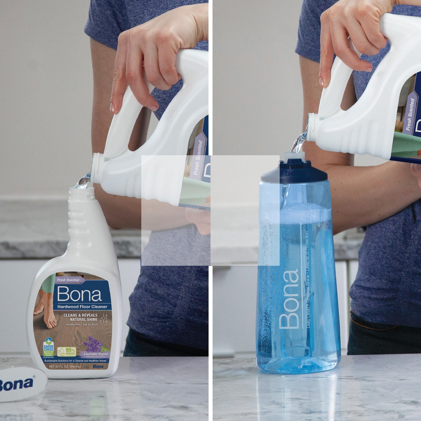 Bona Hardwood Floor Cleaner Refill - 64 fl oz - Lavender Thyme - Refill Spray Mops and Spray Bottles - Residue-Free Floor Cleaning Solution for Hardwood Floors
