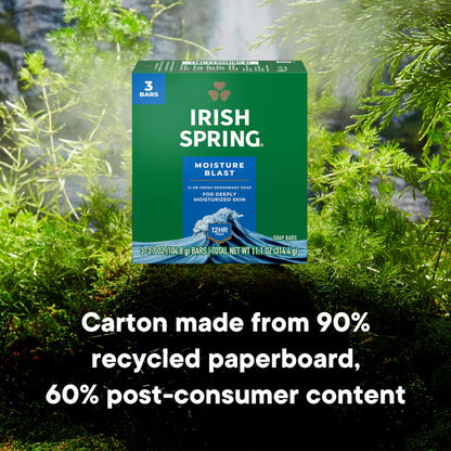 Irish Spring Bar Soap for Men, Moisture Blast, 3.7 Oz, 24 Pack