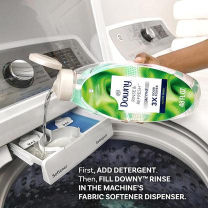 Downy RINSE & REFRESH Laundry Odor Remover and Fabric Softener for Activewear, Active Fresh Scent, 48 oz
