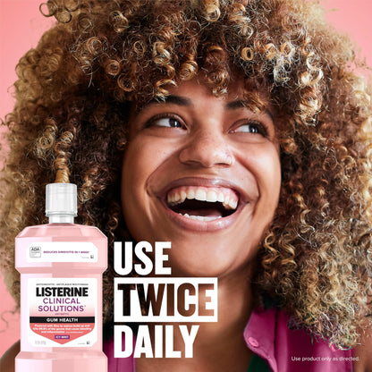 Listerine Clinical Solutions Gum Health Antiseptic Mouthwash, Antigingivitis & Antiplaque Oral Rinse Helps Prevent Buildup & Kills Germs for Healthier Gums, ICY Mint, Twin Pack, 1 L, 2 Pack