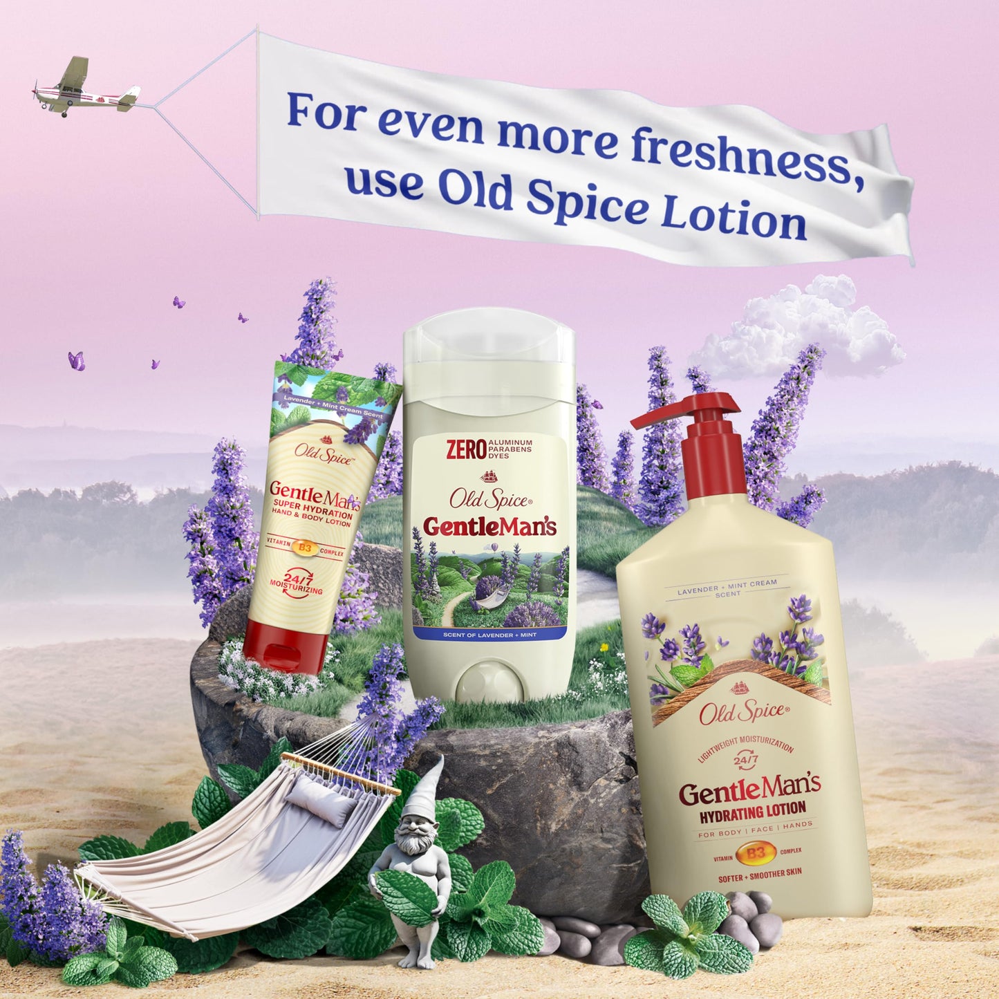 Old Spice GentleMan's Aluminum Free Dry Feel Deodorant for Men, 24/7 Lasting Freshness, Gentle on Skin with Skin Conditioners, Lavender + Mint Scent, 3.0 oz (Pack of 3)