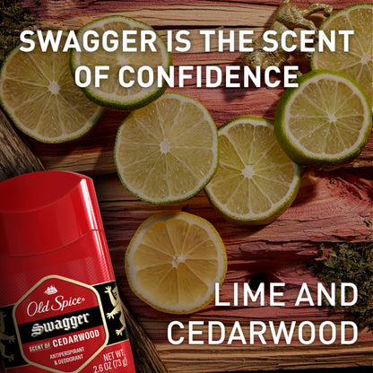 Old Spice Antiperspirant Deodorant for Men, 24/7 Sweat & Odor Protection, 24/7 Lasting Freshness, Invisible Solid, Swagger with Cedarwood Scent, 3.4 oz (Pack of 3)