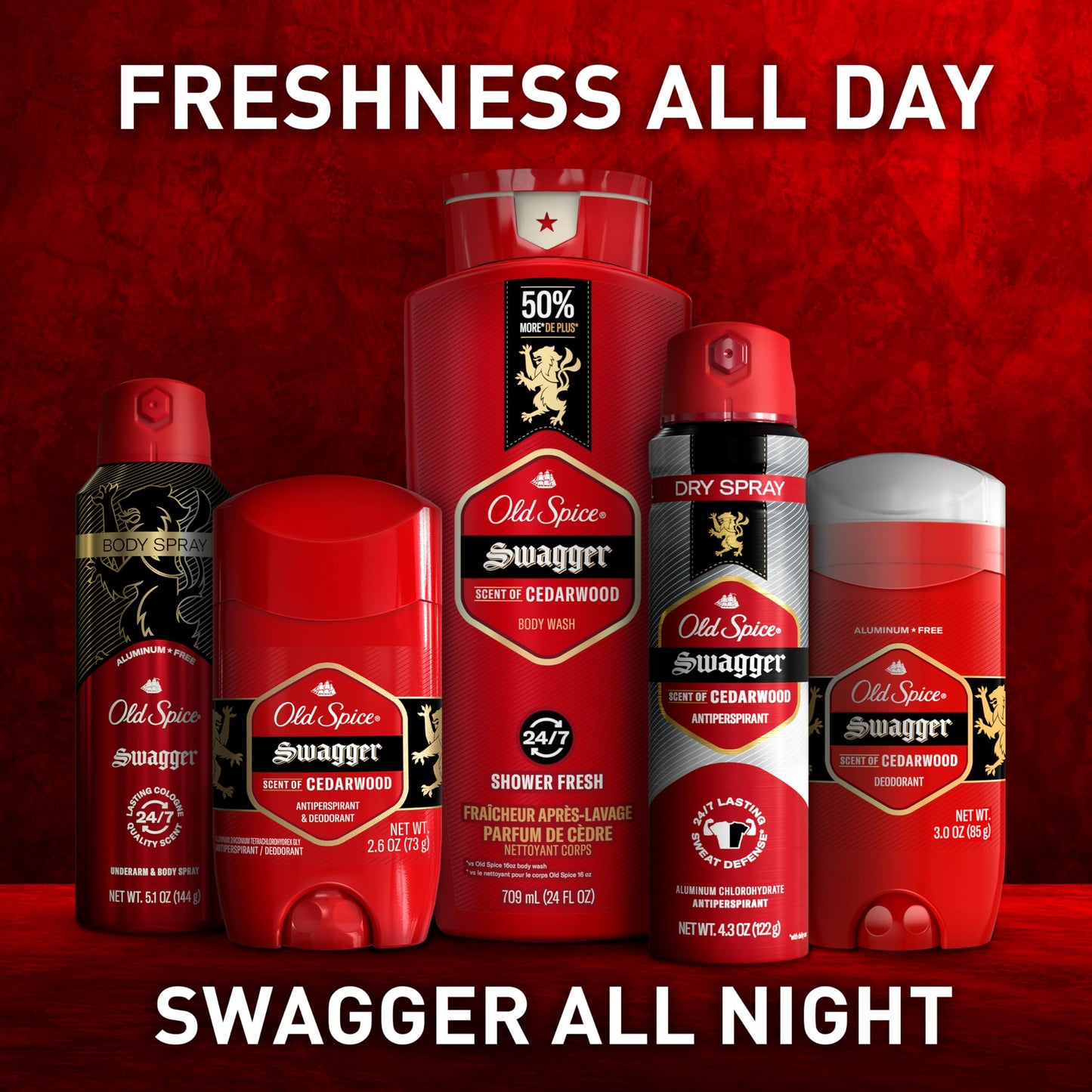 Old Spice Antiperspirant Deodorant for Men, 24/7 Sweat & Odor Protection, 24/7 Lasting Freshness, Invisible Solid, Swagger with Cedarwood Scent, 3.4 oz (Pack of 3)